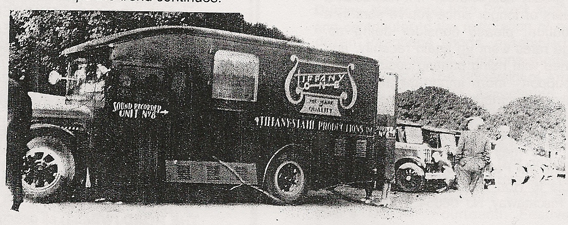 A Tiffany Studios sound truck in use in Hollywood, circa 1930