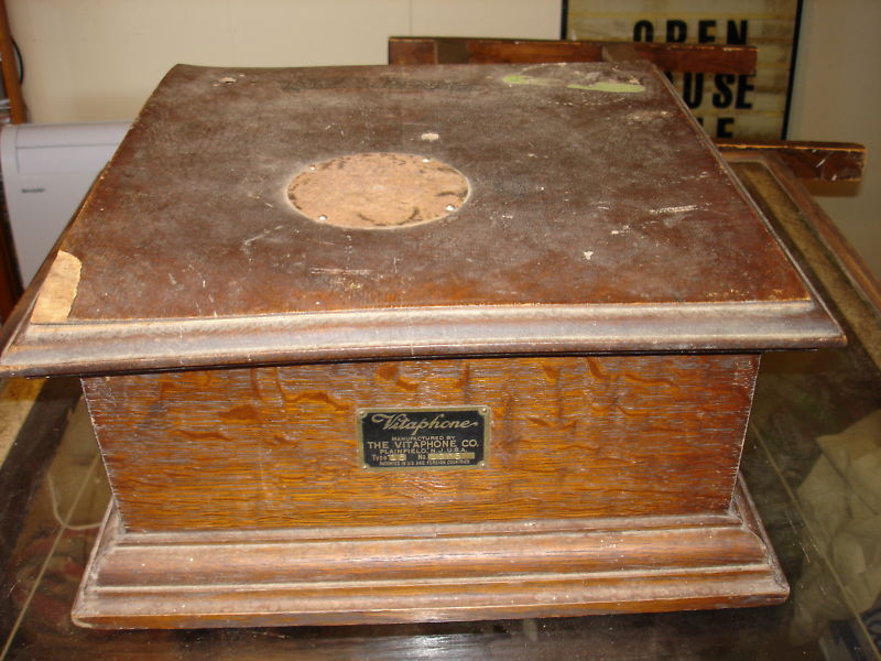 Original wooden Vitaphone record cabinet.  Measures 14x14x7